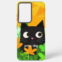 Summer Vibes Personalised Floral Black Cat