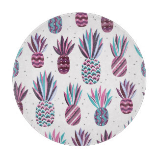 Summer Vibes: Pineapple Pattern, Colourful Dots Cutting Board