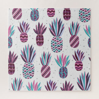Summer Vibes: Pineapple Pattern, Colourful Dots Jigsaw Puzzle