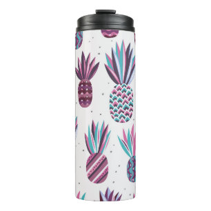 Summer Vibes: Pineapple Pattern, Colourful Dots Thermal Tumbler