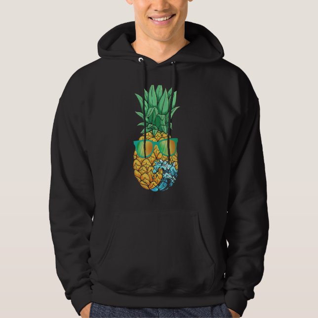 Summer Vibes Pineapple Sunglasses Wave Cool Tropic Hoodie (Front)