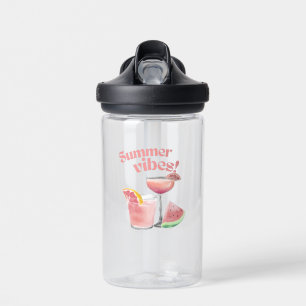 Summer Vibes Pink Cocktail Watercolor Art Water Bottle