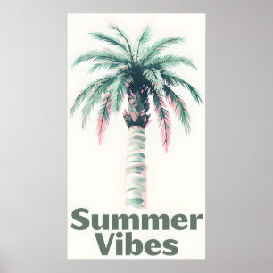 Summer Vibes Poster – Retro Palm Tree Wall Art