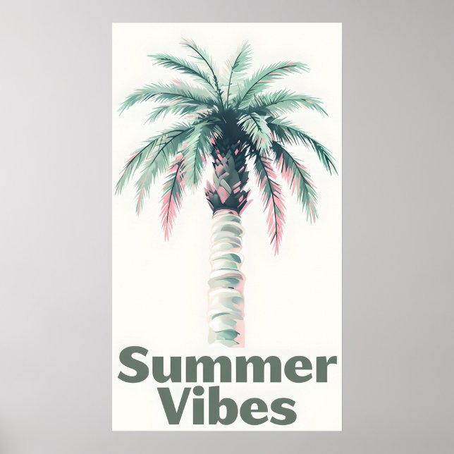 Summer Vibes Poster – Retro Palm Tree Wall Art (Front)