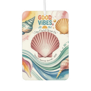 Summer Vibes Retro Beach Illustration Car Air Freshener