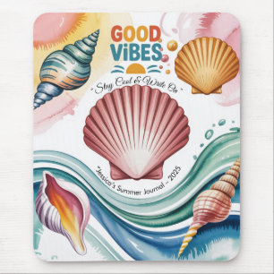 Summer Vibes Retro Beach Illustration Mouse Mat