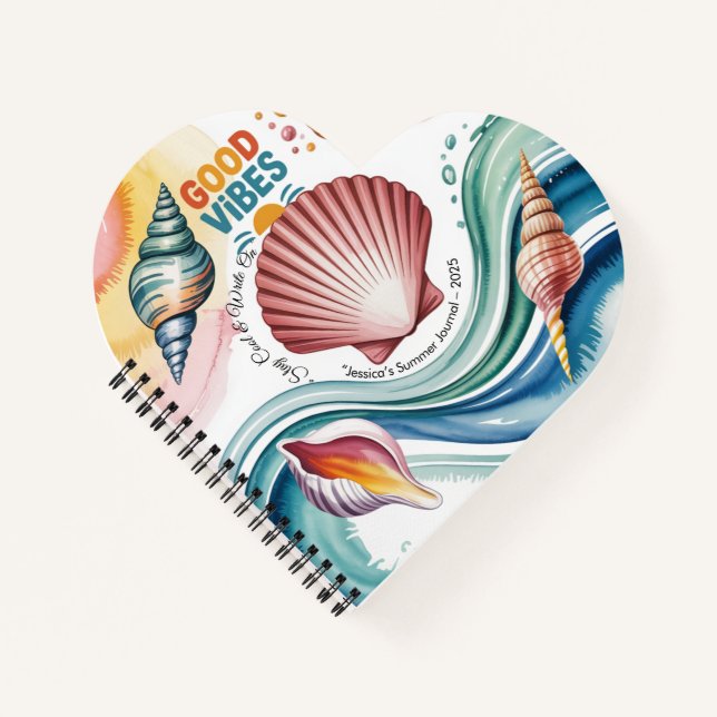 Summer Vibes Retro Beach Illustration Notebook (Front)