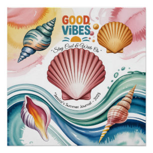 Summer Vibes Retro Beach Illustration Poster