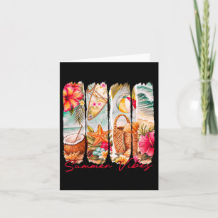 Summer Vibes Retro Beach Summer Vacation Matching Card