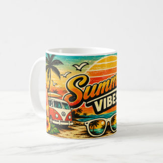 Summer Vibes Retro Beach Sunset Coffee Mug