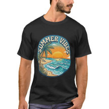 Summer Vibes Retro Beach Sunset T-Shirt
