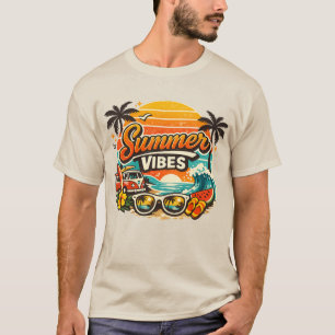 Summer Vibes Retro Beach Sunset T-Shirt