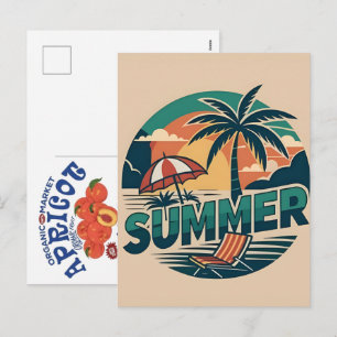Summer Vibes Retro Beach-Vintage Coastal Sunshine Holiday Postcard