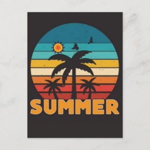 Summer Vibes Retro Beach-Vintage Coastal Sunshine  Holiday Postcard