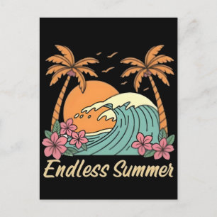 Summer Vibes Retro Beach-Vintage Coastal Sunshine  Holiday Postcard