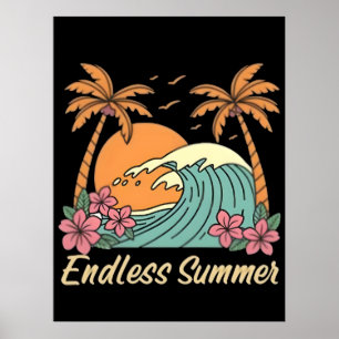 Summer Vibes Retro Beach-Vintage Coastal Sunshine  Poster