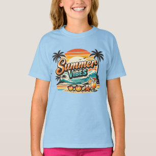 Summer Vibes Retro Beach Vintage Tropical Vacation T-Shirt