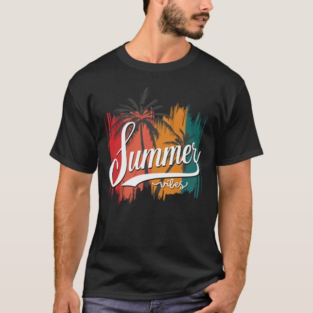 Summer Vibes Retro Sunset And Palm Trees Men's T-Shirt (Front)
