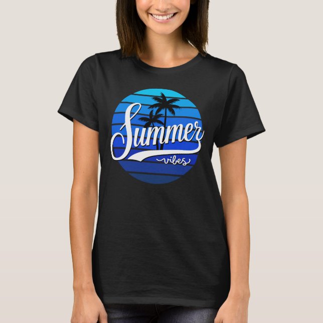 Summer Vibes Retro Sunset And Palm Trees Women's T-Shirt (Front)