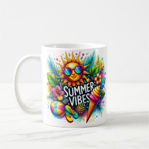 Summer Vibes Retro Tropical Art – Fun & Colourful Coffee Mug