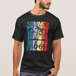 Summer Vibes Retro Vintage Sunset Palm Trees Beach T-Shirt