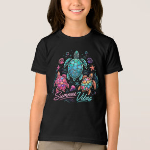 Summer Vibes Sea Turtle Neon Colourful Ocean Beach Tri-Blend Shirt