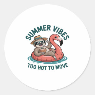 Summer Vibes Sloth Funny Lazy Float 2 Classic Round Sticker