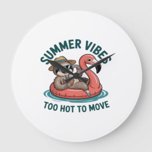 Summer Vibes Sloth Funny Lazy Float 2 Large Clock