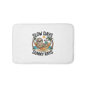 Summer Vibes Sloth Funny Lazy Float Bath Mat