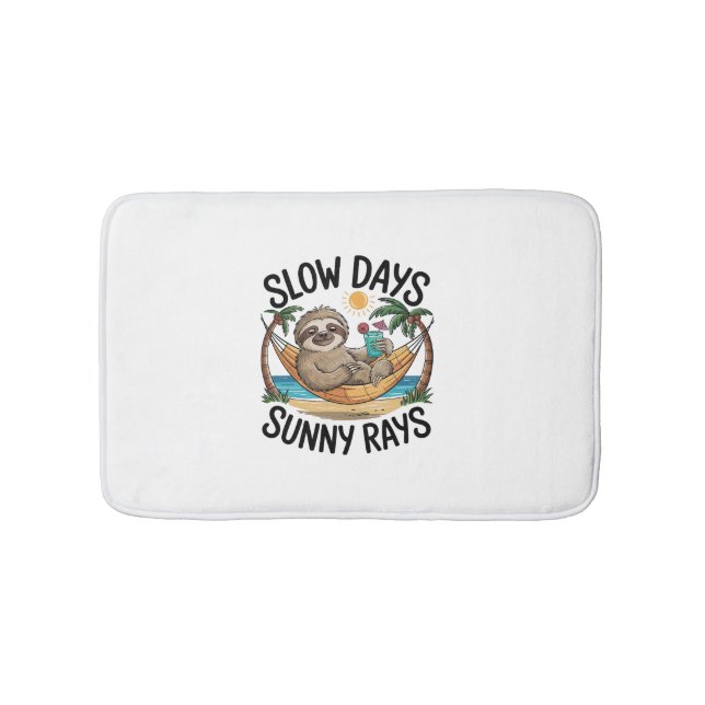 Summer Vibes Sloth Funny Lazy Float Bath Mat (Front)