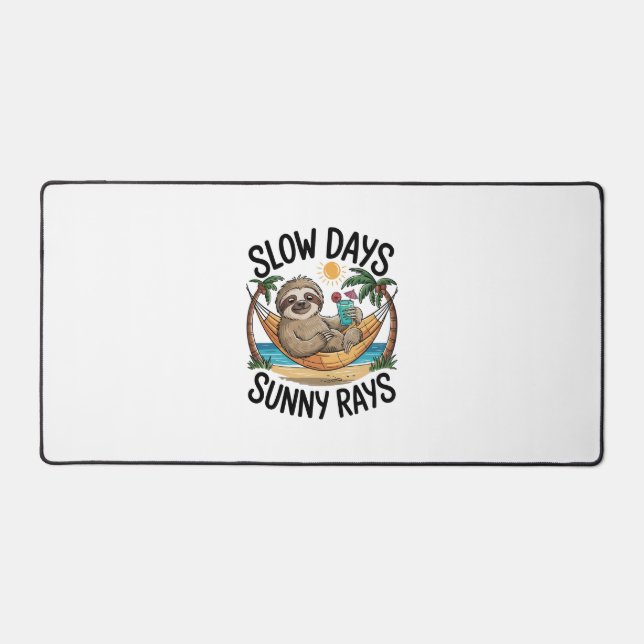 Summer Vibes Sloth Funny Lazy Float Desk Mat (Front)