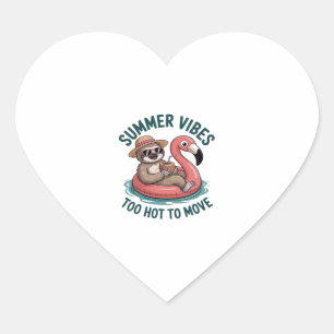 Summer Vibes Sloth Funny Lazy Float Heart Sticker