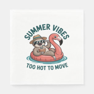 Summer Vibes Sloth Funny Lazy Float Napkin