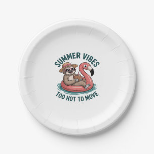 Summer Vibes Sloth Funny Lazy Float Paper Plate