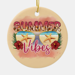Summer Vibes Starfish Coastal Beach Ceramic Tree Decoration
