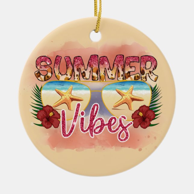 Summer Vibes | Starfish | Coastal Beach Ceramic Tree Decoration (Front)