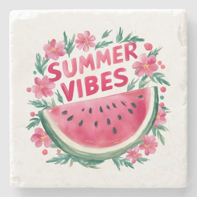 Summer Vibes Stone Coaster (Front)
