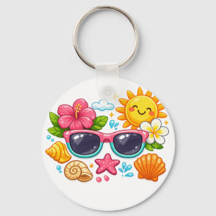 Summer Vibes Stylish Sunglasses White Keychain