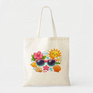 Summer Vibes Stylish Sunglasses White Tote Bag