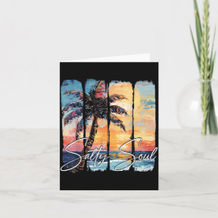Summer Vibes Summer Soul Palm Tree Sunset Funny Card