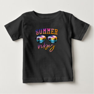 Summer Vibes Sunglasses With Palm Tree Funny Beach Baby T-Shirt