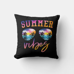 Summer Vibes Sunglasses With Palm Tree Funny Beach Cushion