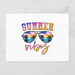 Summer Vibes Sunglasses With Palm Tree Funny Beach Postcard