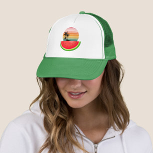 Summer Vibes Sunset Watermelon  Trucker Hat