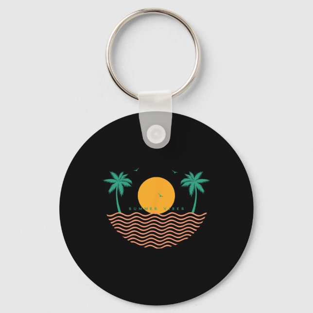 Summer Vibes Sunset Wave Beach Sea Sunshine Summer Key Ring (Front)