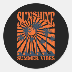 Summer Vibes, Sunset Wave, Sunshine Paradise, Summ Classic Round Sticker