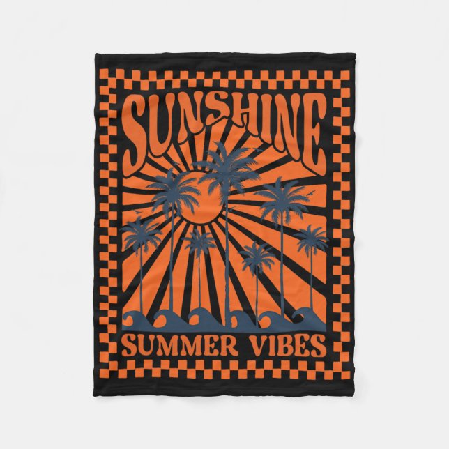 Summer Vibes, Sunset Wave, Sunshine Paradise, Summ Fleece Blanket (Front)
