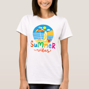 Summer Vibes Surfboard On Beach Women's T-Shirt