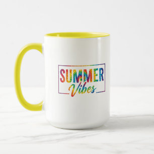 SUMMER Vibes Tie-Dye Rainbow Coffee Mug Bold