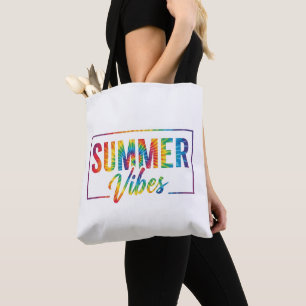 SUMMER Vibes Tie-Dye T-Shirt – Colourful Rainbow Tote Bag